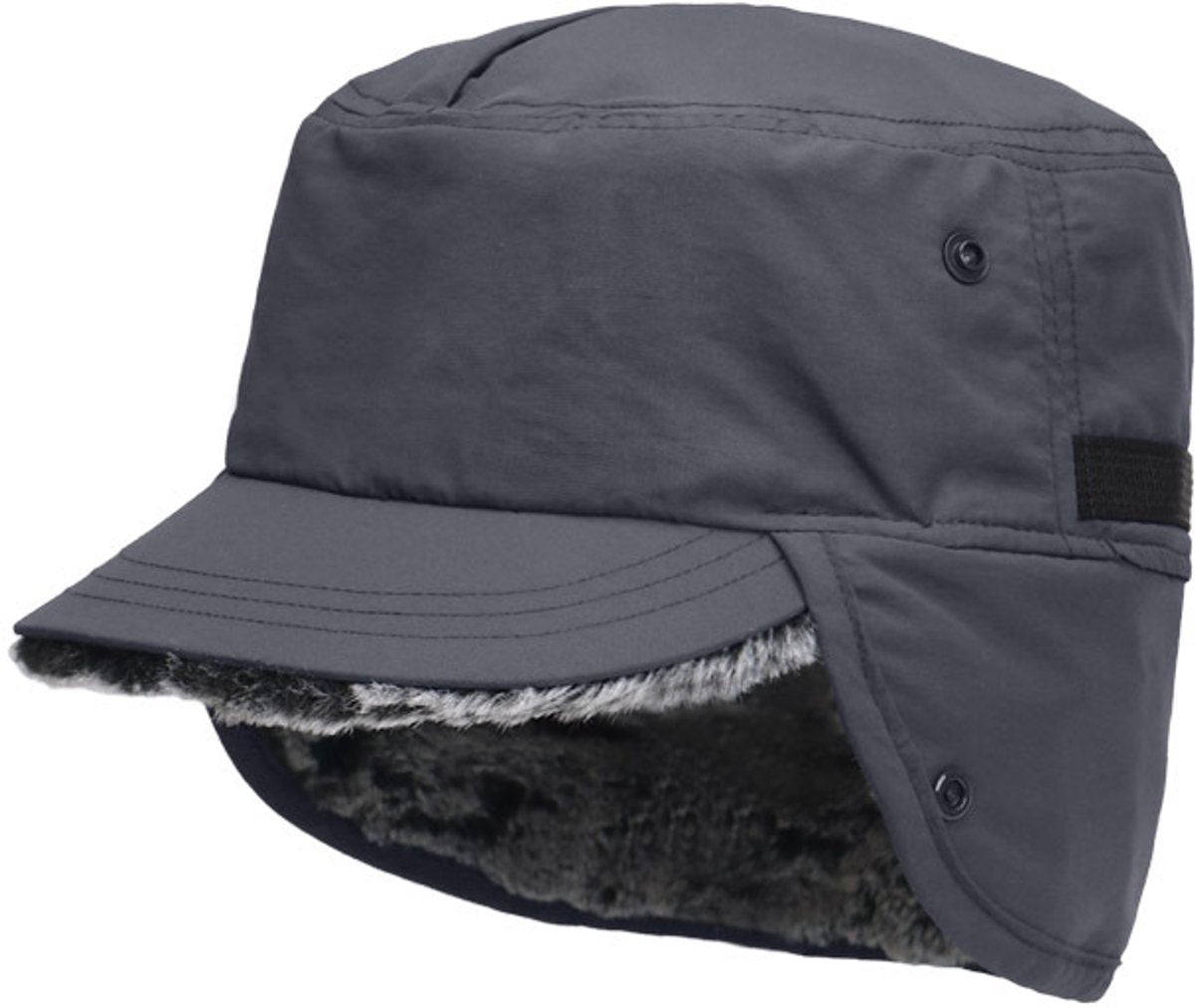 Beanie - Winter hat - Men's winter hat - Winter ear flap hat - with visor - with ear flaps - Ski hat - Cold weather - Trapper hat - Ear warmers Water-repellent outdoor hat - Winter - for outdoor sports, skiing, cycling, hiking, running - grey - Image 2