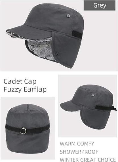 Beanie - Winter hat - Men's winter hat - Winter ear flap hat - with visor - with ear flaps - Ski hat - Cold weather - Trapper hat - Ear warmers Water-repellent outdoor hat - Winter - for outdoor sports, skiing, cycling, hiking, running - grey - Image 4