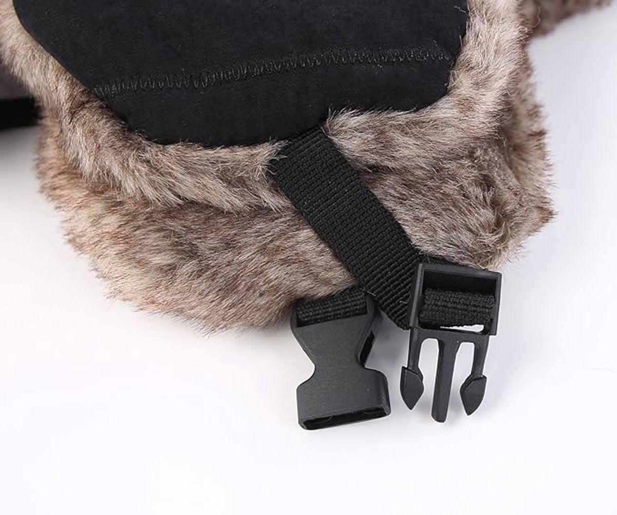Beanie - men's beanie - Winter beanie - With Ear flaps and Face Mask - Winter Fur - Men's winter hat - Trapper hat - Black Ski Trooper - Snow Cap - Russian hat - Hunter's hat - Winter ear flap beanie - for cold weather - Black & Brown - Image 2