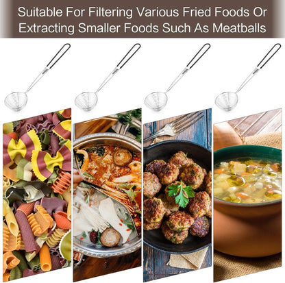 6 Pieces - Fondue nets - Stainless steel fondue nets - Fondue net - Fondue nets - Fondue baskets - Fondue strainer - with handle - for boba pearls, pasta, tortellini, meatballs and cooking - Image 3