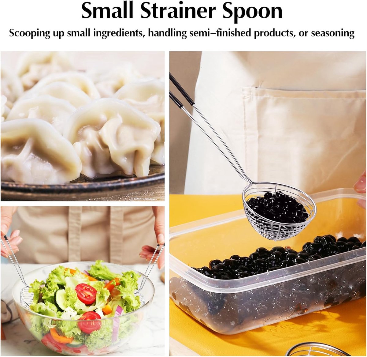 6 Pieces - Fondue nets - Stainless steel fondue nets - Fondue net - Fondue nets - Fondue baskets - Fondue strainer - with handle - for boba pearls, pasta, tortellini, meatballs and cooking - Image 4
