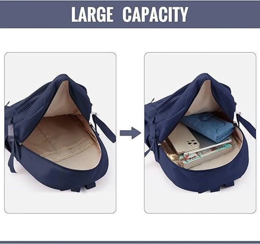 Waterproof backpack for girls - Girl's Backpack With Pin and Accessories - boys' backpack - women's backpack - Lightweight School Bag - School Student School Bag - Large Capacity Backpacks - Teenagers - High School Backpacks - Blue - Image 3