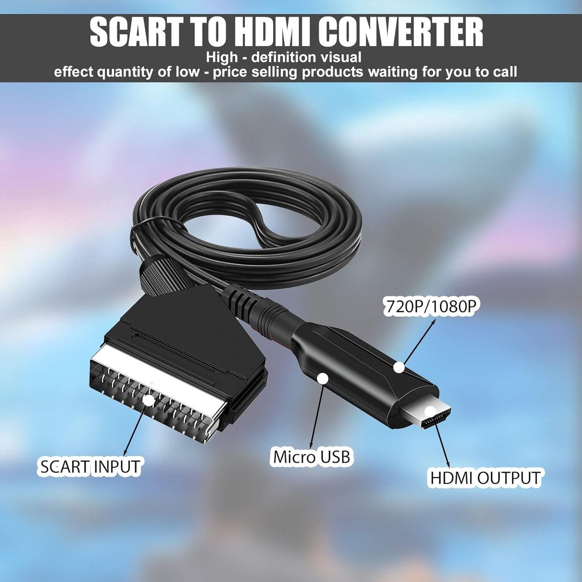 Scart to HDMI converter all-in-one adapter - Video Converter - with HDMI cable and SCART Full HD 1080P/720P audio-video converter - Image 5