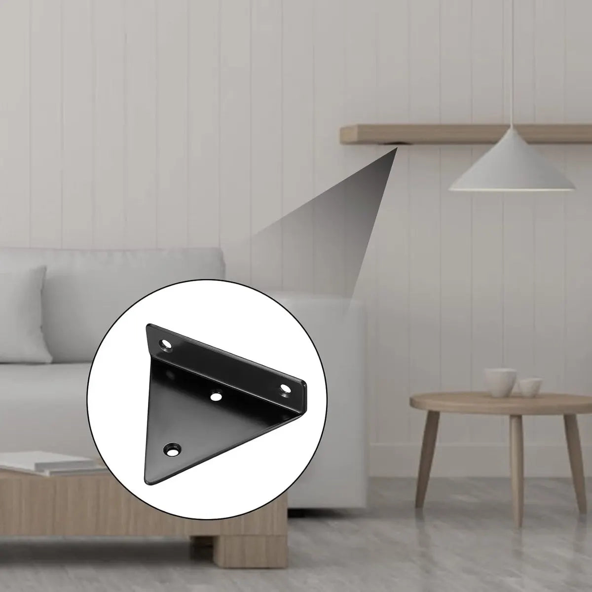 4 pieces - Shelf brackets - 10*8 cm - Wall-mounted floating bracket - Concealed shelf bracket - metal shelf brackets - triangular shelf bracket - with screws - invisible shelf bracket - for living room, bathroom and bedroom decor - black - Image 2