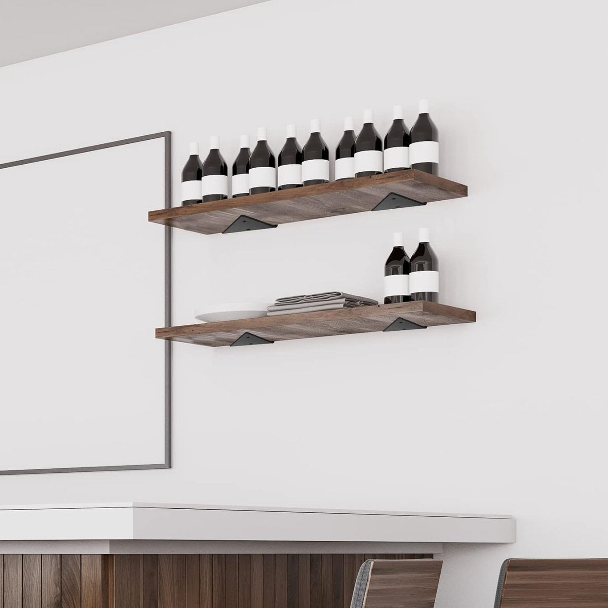 4 pieces - Shelf brackets - 10*8 cm - Wall-mounted floating bracket - Concealed shelf bracket - metal shelf brackets - triangular shelf bracket - with screws - invisible shelf bracket - for living room, bathroom and bedroom decor - black - Image 4