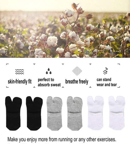 3 pairs - Tabi socks - Tabi Sock Set - Tabi Athletic Socks - Sandal socks - Big toe sock - Slipper socks - Cotton socks - Toe socks - Unisex - sports socks - with a quarter ankle and two toes - One size - 28.5 cm - black, white, grey - Image 2