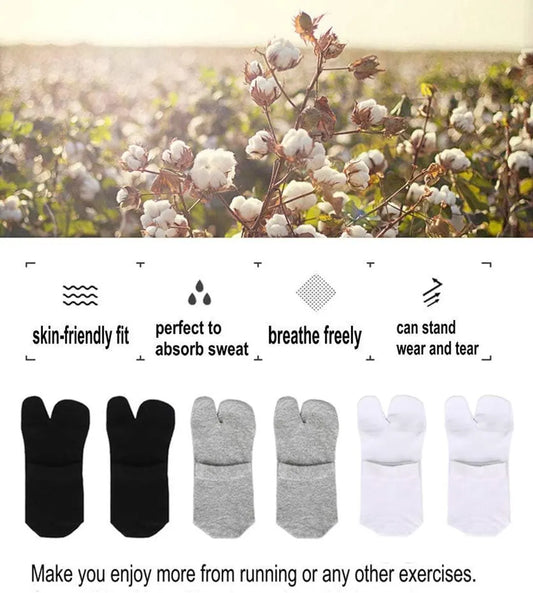 3 pairs - Tabi socks - Tabi Sock Set - Tabi Athletic Socks - Sandal socks - Big toe sock - Slipper socks - Cotton socks - Toe socks - Unisex - sports socks - with a quarter ankle and two toes - One size - 28.5 cm - black, white, grey - Image 2