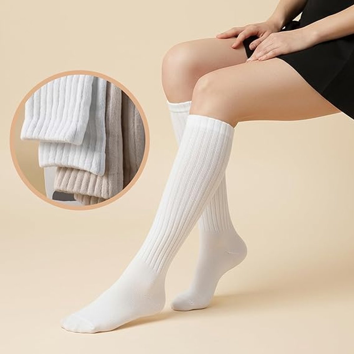 5 pairs - Knee socks - Sports socks - Women's socks - Ski socks - Fitness wear - Socks - Calf socks - Casual socks - Compression socks - House socks - cute long style - for sportswear and leisure wear in autumn and winter - Image 3