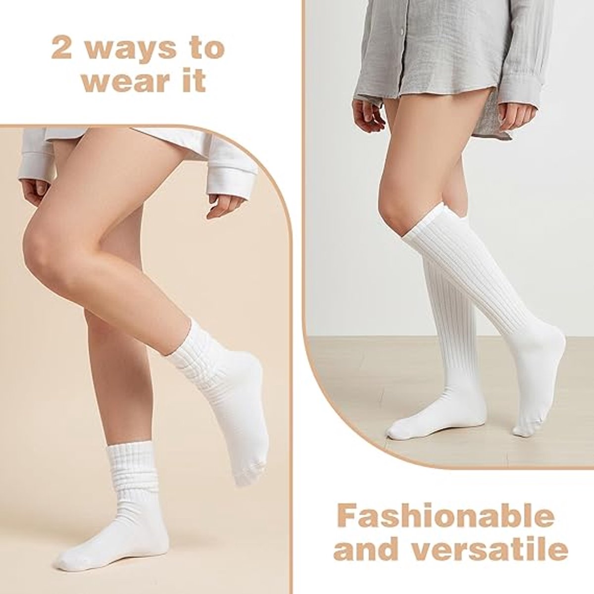 5 pairs - Knee socks - Sports socks - Women's socks - Ski socks - Fitness wear - Socks - Calf socks - Casual socks - Compression socks - House socks - cute long style - for sportswear and leisure wear in autumn and winter - Image 4