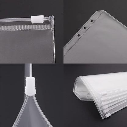 A5 (21x14.9cm) Binder Bags - 12 Pieces - Money Folders with Closure - 6 Holes Budget Cash Envelopes for Budgeting - Transparent Zipper Folder - Waterproof PVC Document Pouch Archiving - Transparent - Image 3
