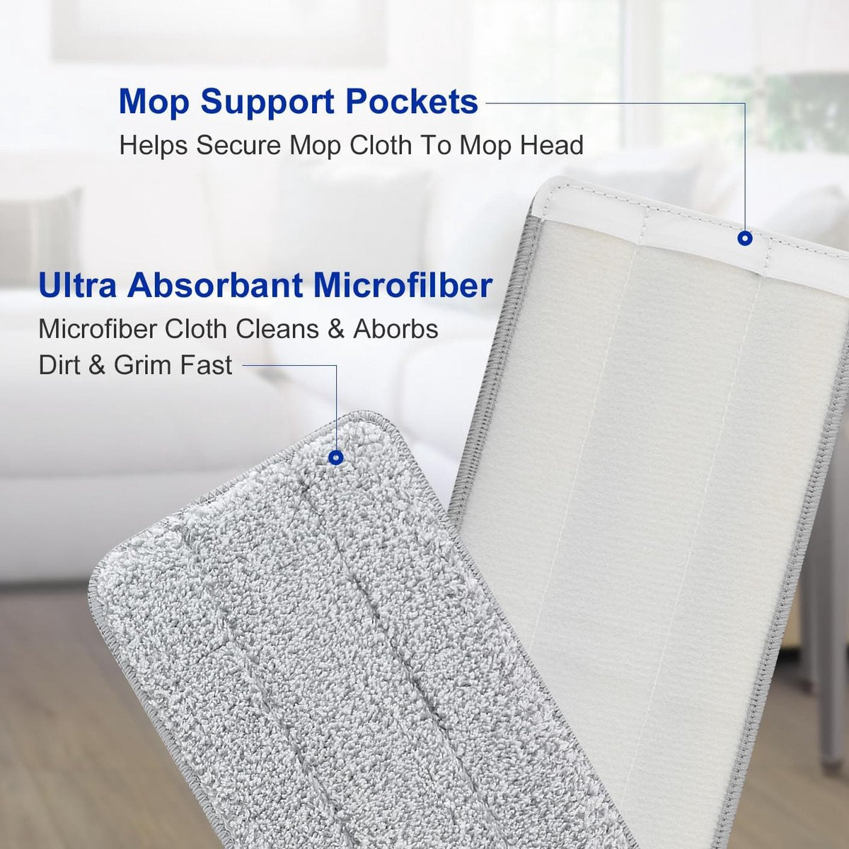 Mop Pad Refills - 10 Pieces - Mop Refill - Mops - Wet and Dry for Home Cleaning - Viscose Mop - Microfiber Mop Cloth - Scratch Anet - Washable Microfiber Mop Pads - Replacement Cloth - Flat Mop Pad - Floor Wiper - Image 4