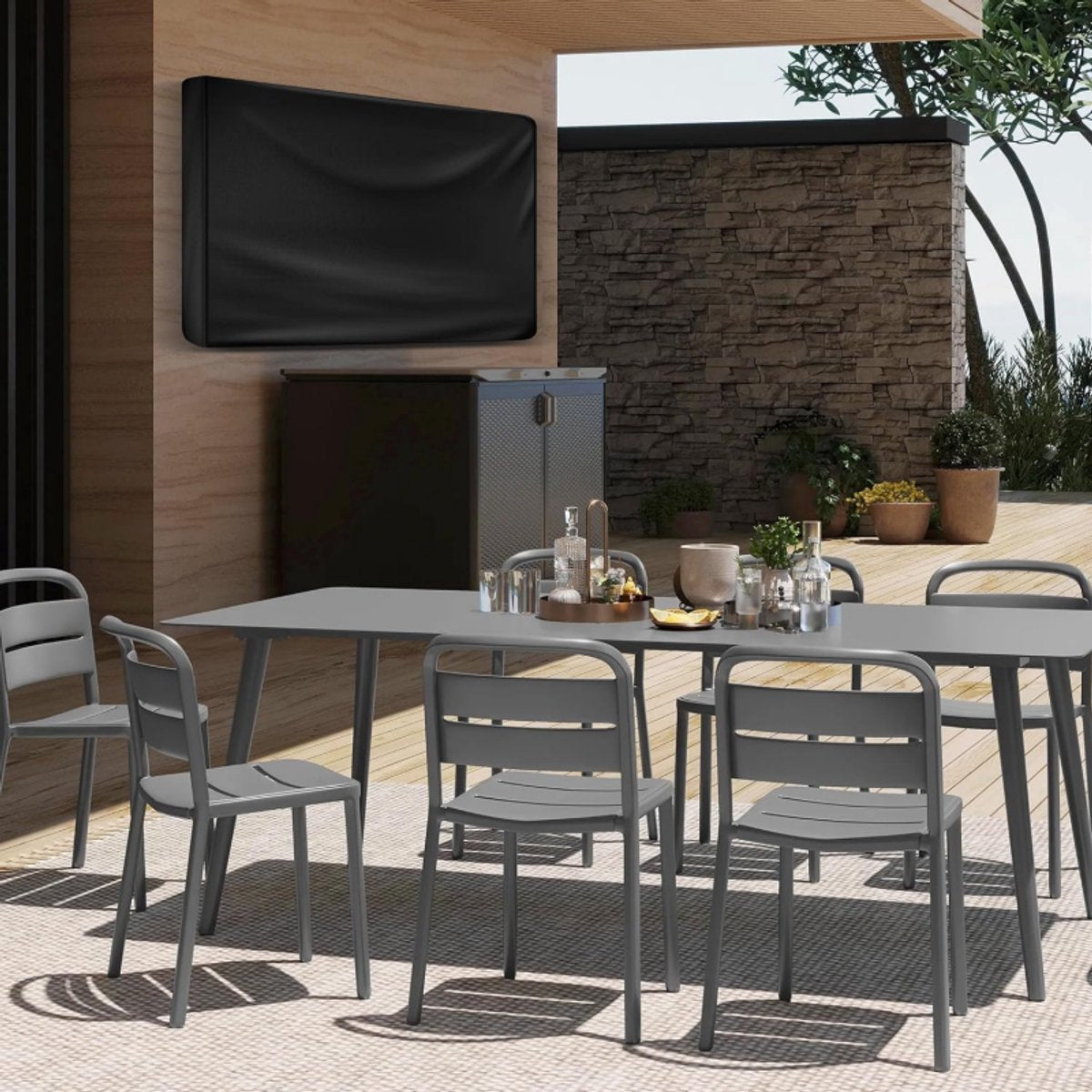 Outdoor TV case 55-58 inch - TV screen protector - waterproof and weatherproof outdoor flat screen case - 210D fabric - 55.1 x 5.9 x 35.4 inches - black - Image 4