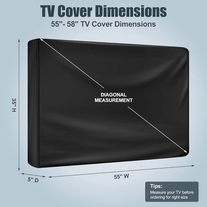Outdoor TV case 55-58 inch - TV screen protector - waterproof and weatherproof outdoor flat screen case - 210D fabric - 55.1 x 5.9 x 35.4 inches - black - Image 5