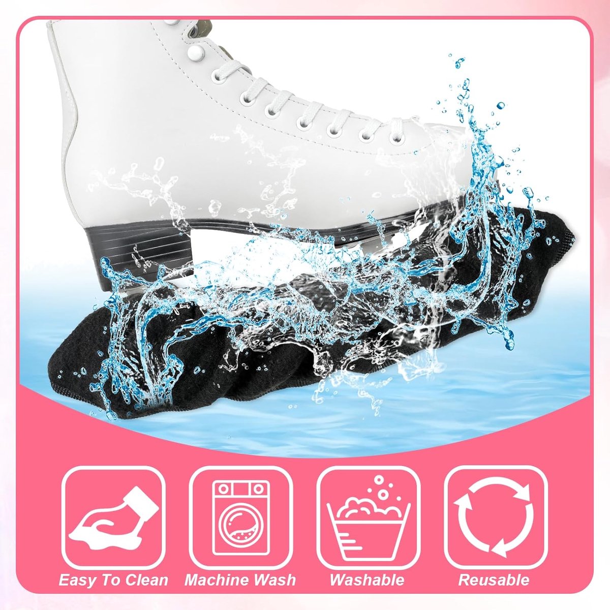 Skate guards - Sports skate guards - Skate covers - skate blade protectors - for men and women - sports blade protectors - protective covers - skating accessories - for field hockey skates, figure skates and ice skates - black - S - 30cm - Image 4