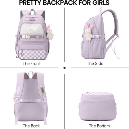 Backpack - Waterproof backpack for girls - laptop sleeve - Rucksack - laptop bag - Girl's Backpack - School backpack - lightweight school bag - School bag - Large capacity backpacks for Girls and Boys - Teenagers - Bookbag - School backpacks - Purple - Image 4