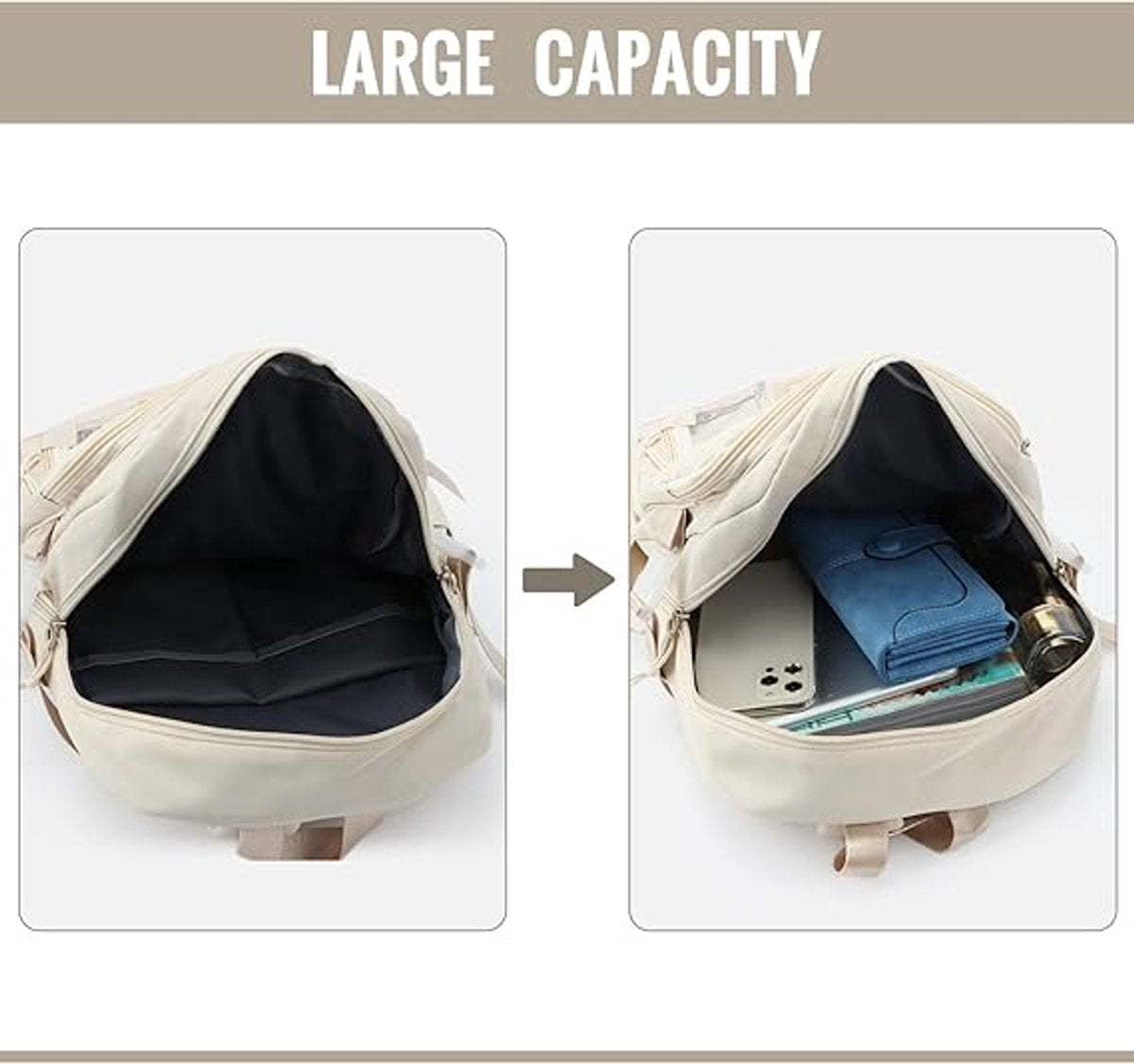 Waterproof backpack for girls - Girl's Backpack With Pin and Accessories - boys' backpack - women's backpack - Lightweight School Bag - School Student School Bag - Large Capacity Backpacks - Teenagers - High School Backpacks - White - Image 3