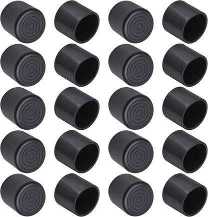 20 pieces - Chair Leg Caps - 22*22*25mm - furniture leg covers - Round rubber furniture leg protectors - Chair protector - floor protection - chair leg protectors - chair socks - for chair legs, table and sofa - black
