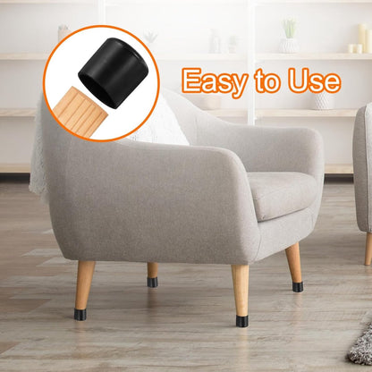 20 pieces - Chair Leg Caps - 22*22*25mm - furniture leg covers - Round rubber furniture leg protectors - Chair protector - floor protection - chair leg protectors - chair socks - for chair legs, table and sofa - black - Image 4