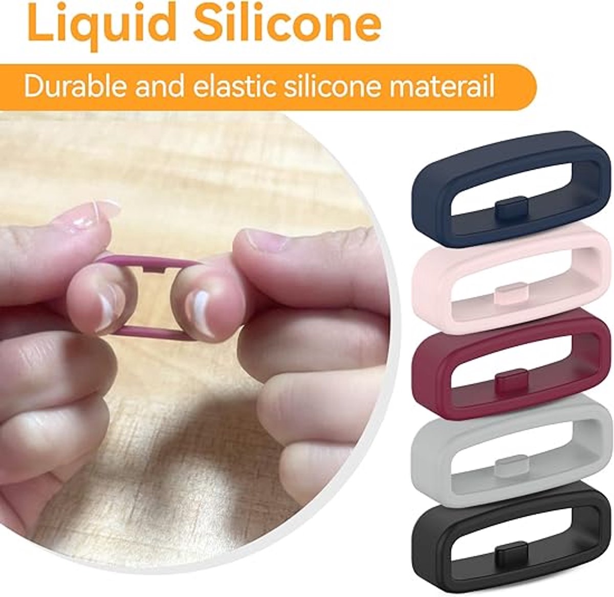 6x Watch strap loop - Safety ring holder - Anti-slip silicone ring - Suitable for 20mm Smartwatch Strap (Universal) loop strap - Image 3
