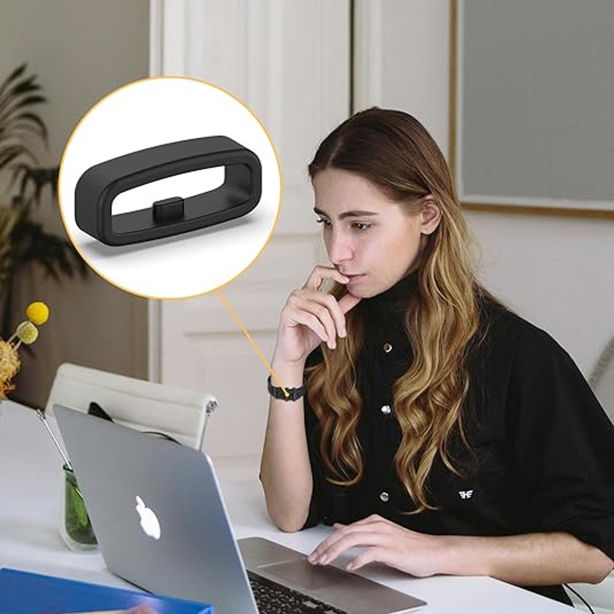 6x Watch strap loop - Safety ring holder - Anti-slip silicone ring - Suitable for 20mm Smartwatch Strap (Universal) loop strap - Image 5