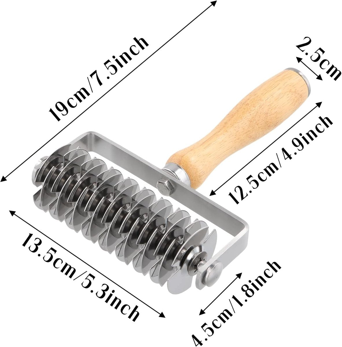 Dough cutter - Grid roller - Grid cutter - Stainless steel dough cutter - Dough roller with grid - Grid cutter for rolling pins - Dough knife grid - roller cutter - rolling pin - kitchen utensils - for cookies, bread, cake, pizza and pie - Image 5