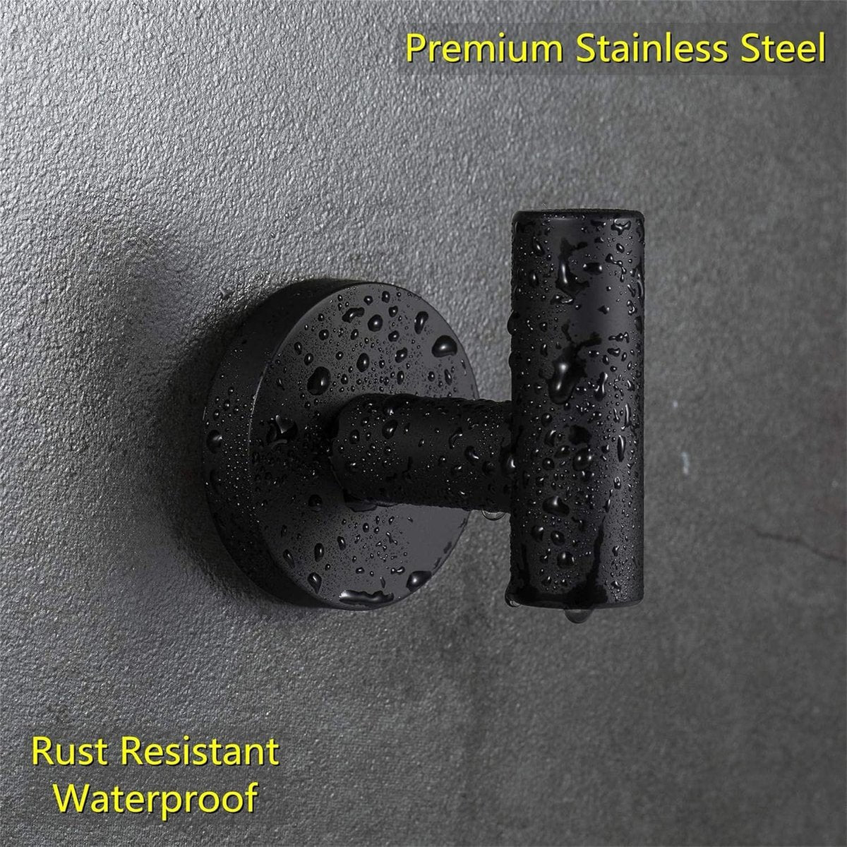 2 pieces - Towel hook - Hanging hooks - Hanging hooks - Bathroom towel hooks - Key hook - Clothes hook - Hat hook - Wall hooks - stainless steel hook - with screws - for bathroom, kitchen, garage, home, hotel, office - 5.5*6 cm - black - Image 3