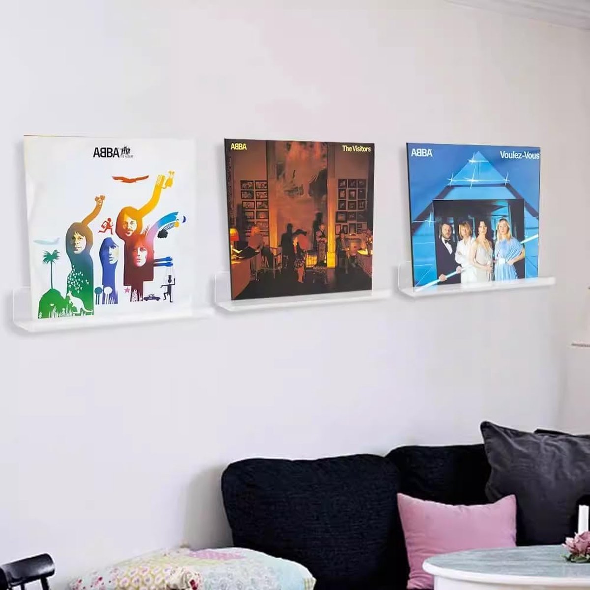 8 pieces - 4 inch - vinyl record wall brackets - clear acrylic wall shelf vinyl record holder - Vinyl record rack - Storage rack - Display stand - Acrylic display stand - for bedroom, living room - 10*3.5*3 cm - transparent - Image 2