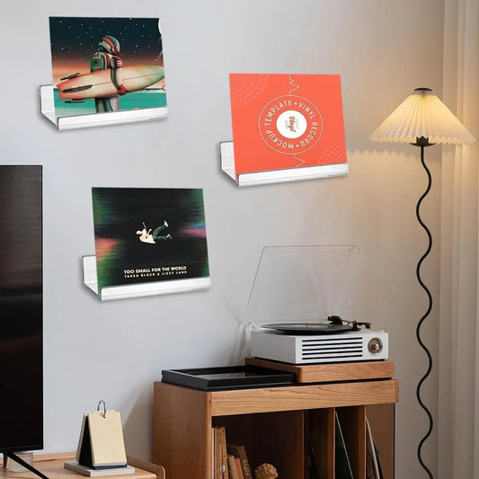 8 pieces - 4 inch - vinyl record wall brackets - clear acrylic wall shelf vinyl record holder - Vinyl record rack - Storage rack - Display stand - Acrylic display stand - for bedroom, living room - 10*3.5*3 cm - transparent - Image 4