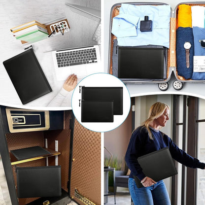 pieces - fireproof bag - A4/A5 - fireproof document holder - fireproof storage bag - fireproof money bag - fireproof pouch - for passport, card and valuables - 28*17cm, 34*24 cm - black - Image 2