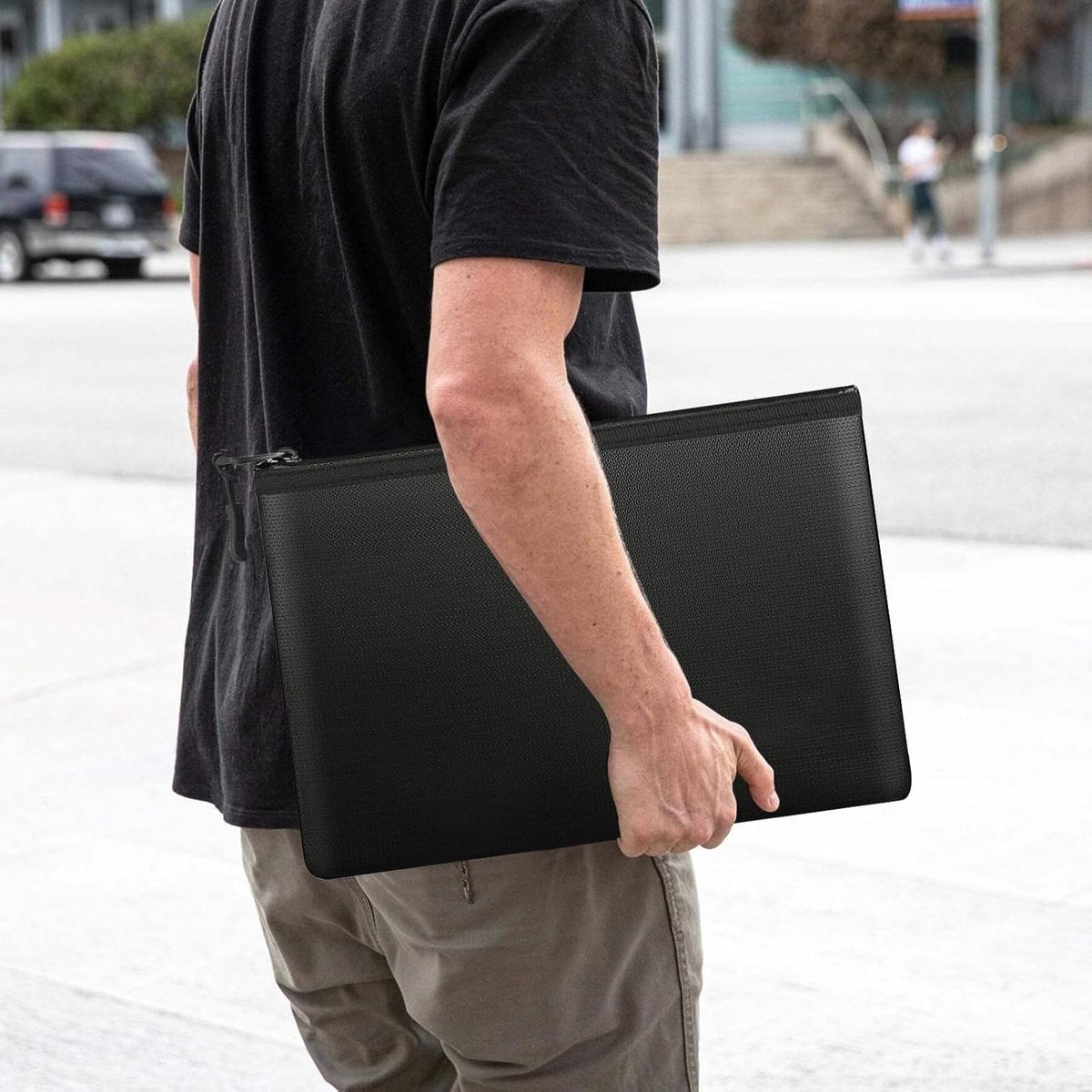 pieces - fireproof bag - A4/A5 - fireproof document holder - fireproof storage bag - fireproof money bag - fireproof pouch - for passport, card and valuables - 28*17cm, 34*24 cm - black - Image 3