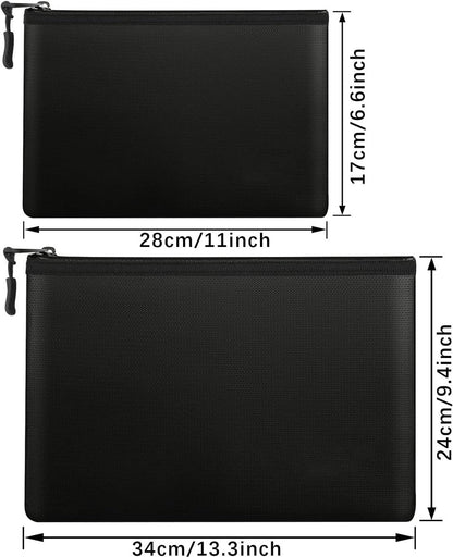 pieces - fireproof bag - A4/A5 - fireproof document holder - fireproof storage bag - fireproof money bag - fireproof pouch - for passport, card and valuables - 28*17cm, 34*24 cm - black - Image 5