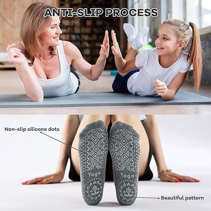 3 pairs of yoga socks - Pilates socks - non-slip socks - sports socks - ballet socks - for yoga pole Pilates dance - black, dark grey and pink - Image 4