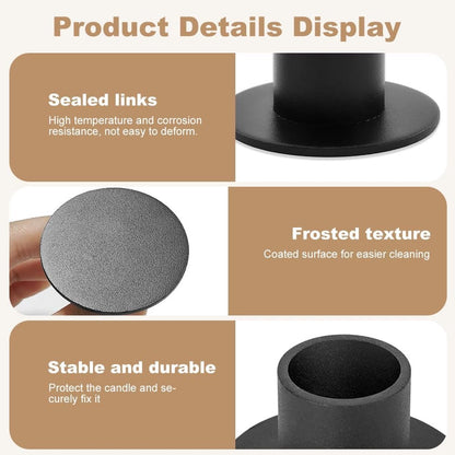 6 pieces - Candlesticks - Candle holder - Candle stand - metal candle holders - modern candle holders - home decoration - for the living room, parties, Christmas, weddings - Φ2.5 cm - 5*2.7 cm - black - Image 2