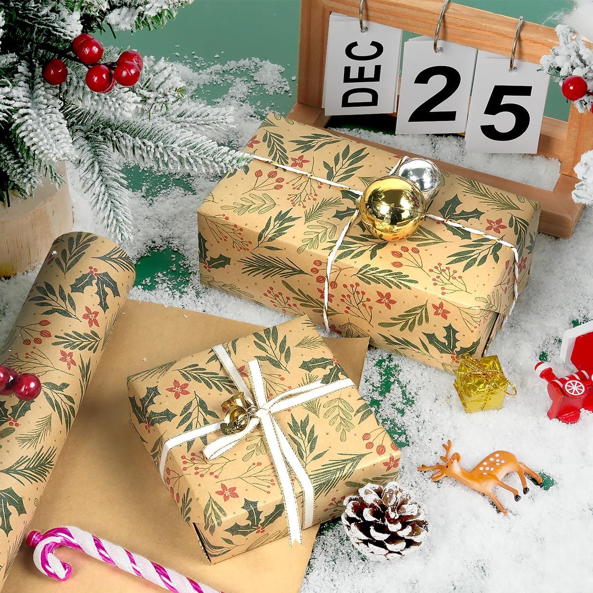 Wrapping paper - Christmas wrapping paper - Christmas gift paper - Wrapping paper with figures - 43 x 300cm - 1 Roll - Christmas paper wrapping paper for Christmas - Christmas paper wrapping paper for children - gift paper - Kraft gift paper - Christmas - - Image 2