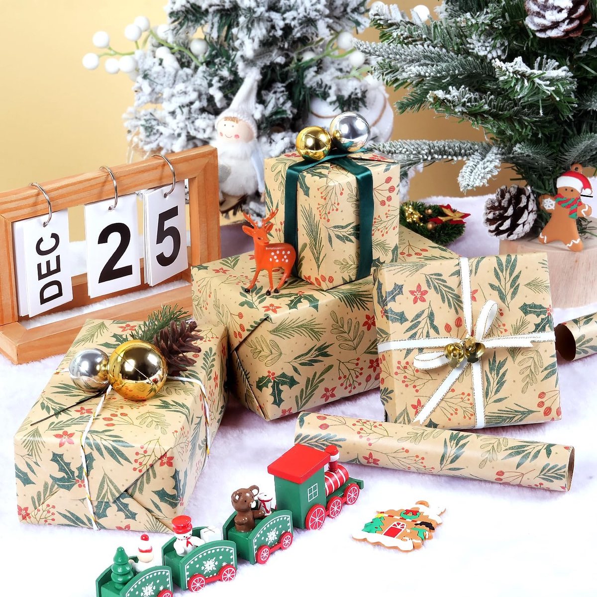 Wrapping paper - Christmas wrapping paper - Christmas gift paper - Wrapping paper with figures - 43 x 300cm - 1 Roll - Christmas paper wrapping paper for Christmas - Christmas paper wrapping paper for children - gift paper - Kraft gift paper - Christmas - - Image 3