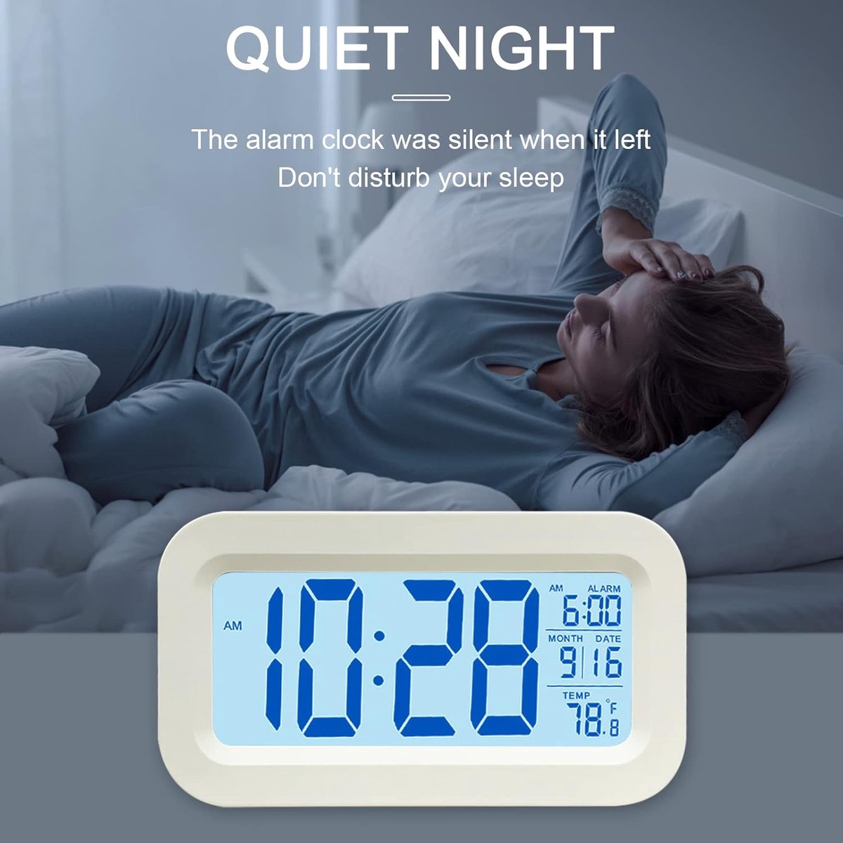 Alarm clock - digital alarm clock - Digital Clock (rechargeable) - digital alarm clocks - LED alarm clock with temperature - Children's alarm clock - Alarm clock - snooze function - calendar - child's alarm clock - Travel alarm clock - Alarm Clock - for b - Image 2