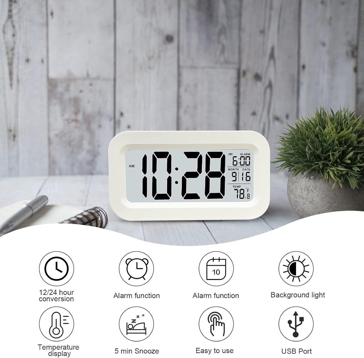 Alarm clock - digital alarm clock - Digital Clock (rechargeable) - digital alarm clocks - LED alarm clock with temperature - Children's alarm clock - Alarm clock - snooze function - calendar - child's alarm clock - Travel alarm clock - Alarm Clock - for b - Image 5
