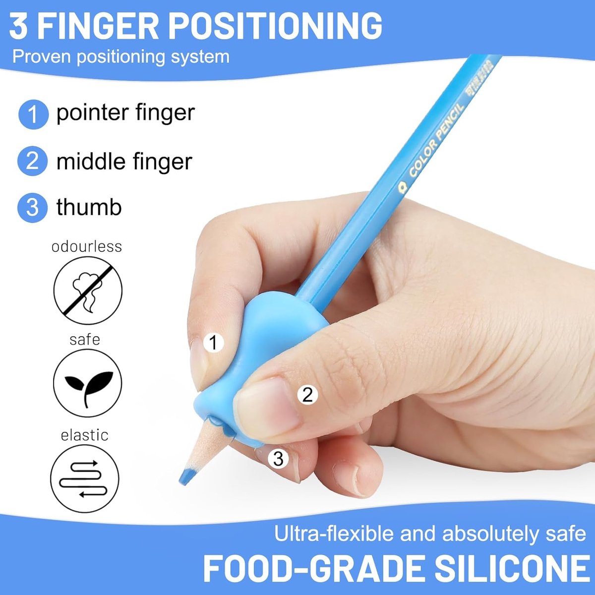 12 pieces Pencil grip - Pencil grip - Soft Grip - Pen grip aid - Pencil grips - Pencil grip - Writing aid - Pen grip aids - Writing aids for children - ergonomic silicone aids - aids to correct posture - Image 2