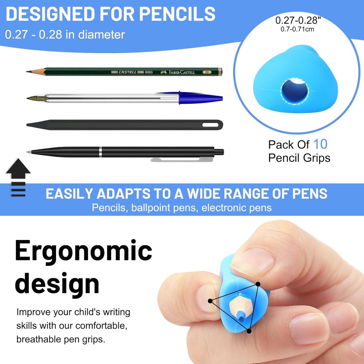 12 pieces Pencil grip - Pencil grip - Soft Grip - Pen grip aid - Pencil grips - Pencil grip - Writing aid - Pen grip aids - Writing aids for children - ergonomic silicone aids - aids to correct posture - Image 5
