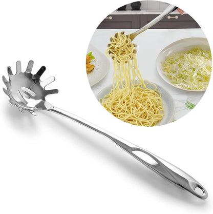 Spaghetti Spoon - Stainless Steel Pasta Spoon - Spaghetti Spoon - Pasta Spoon - User-friendly - Lightweight - Kitchen Utensil - Stainless Steel - Non-stick - Silver