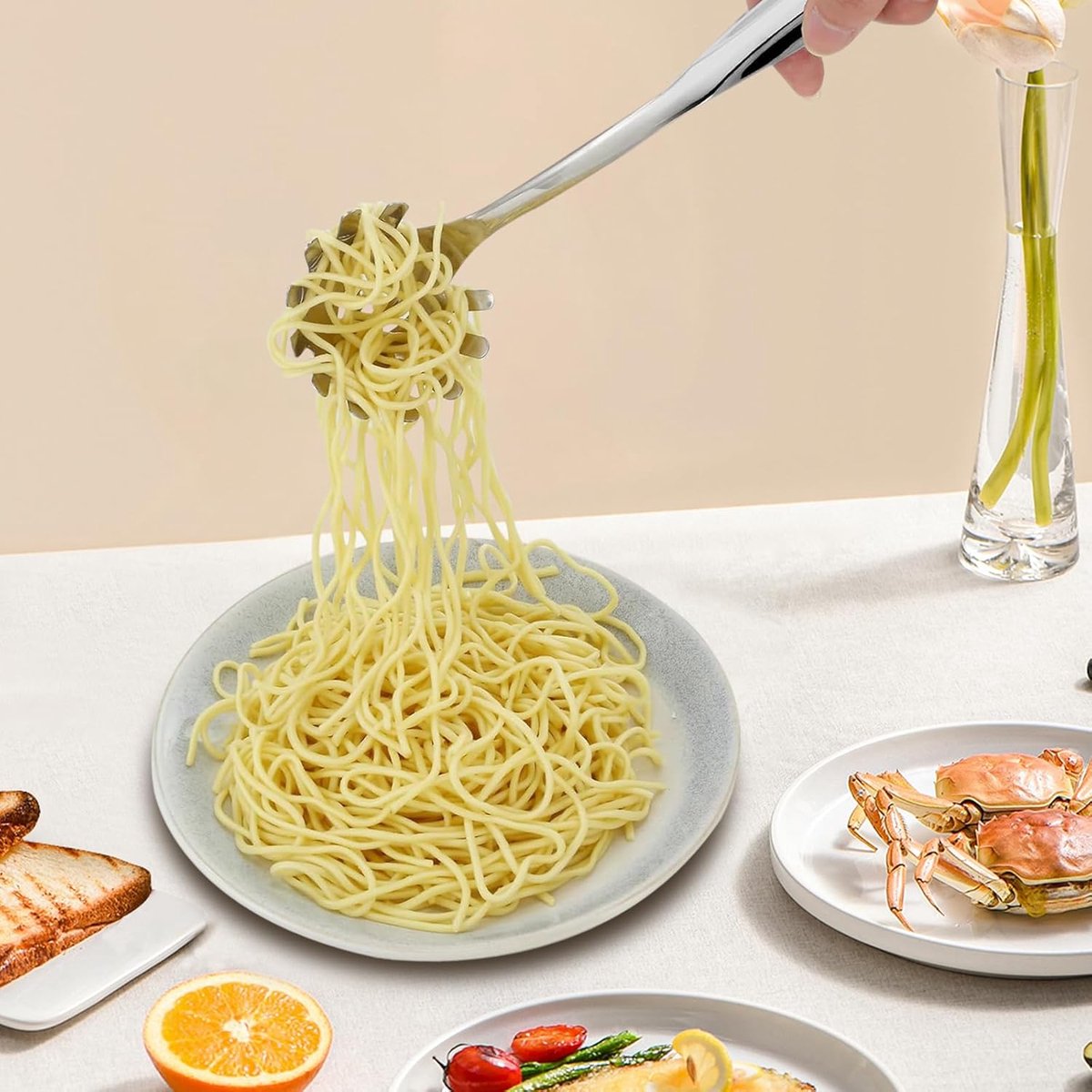 Spaghetti Spoon - Stainless Steel Pasta Spoon - Spaghetti Spoon - Pasta Spoon - User-friendly - Lightweight - Kitchen Utensil - Stainless Steel - Non-stick - Silver - Image 2