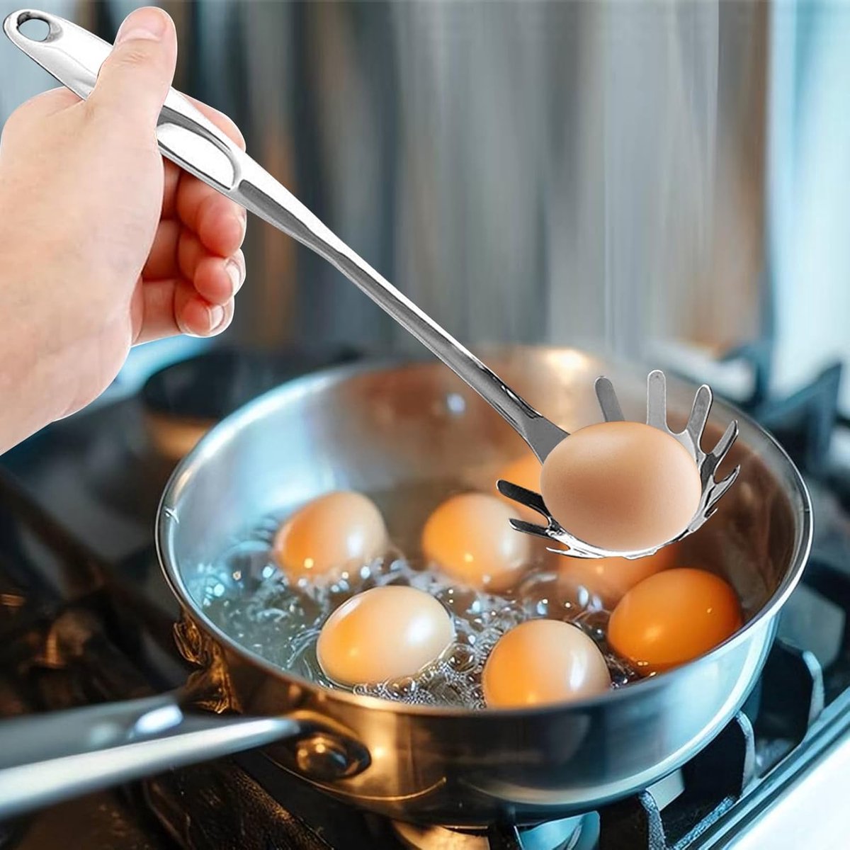 Spaghetti Spoon - Stainless Steel Pasta Spoon - Spaghetti Spoon - Pasta Spoon - User-friendly - Lightweight - Kitchen Utensil - Stainless Steel - Non-stick - Silver - Image 5
