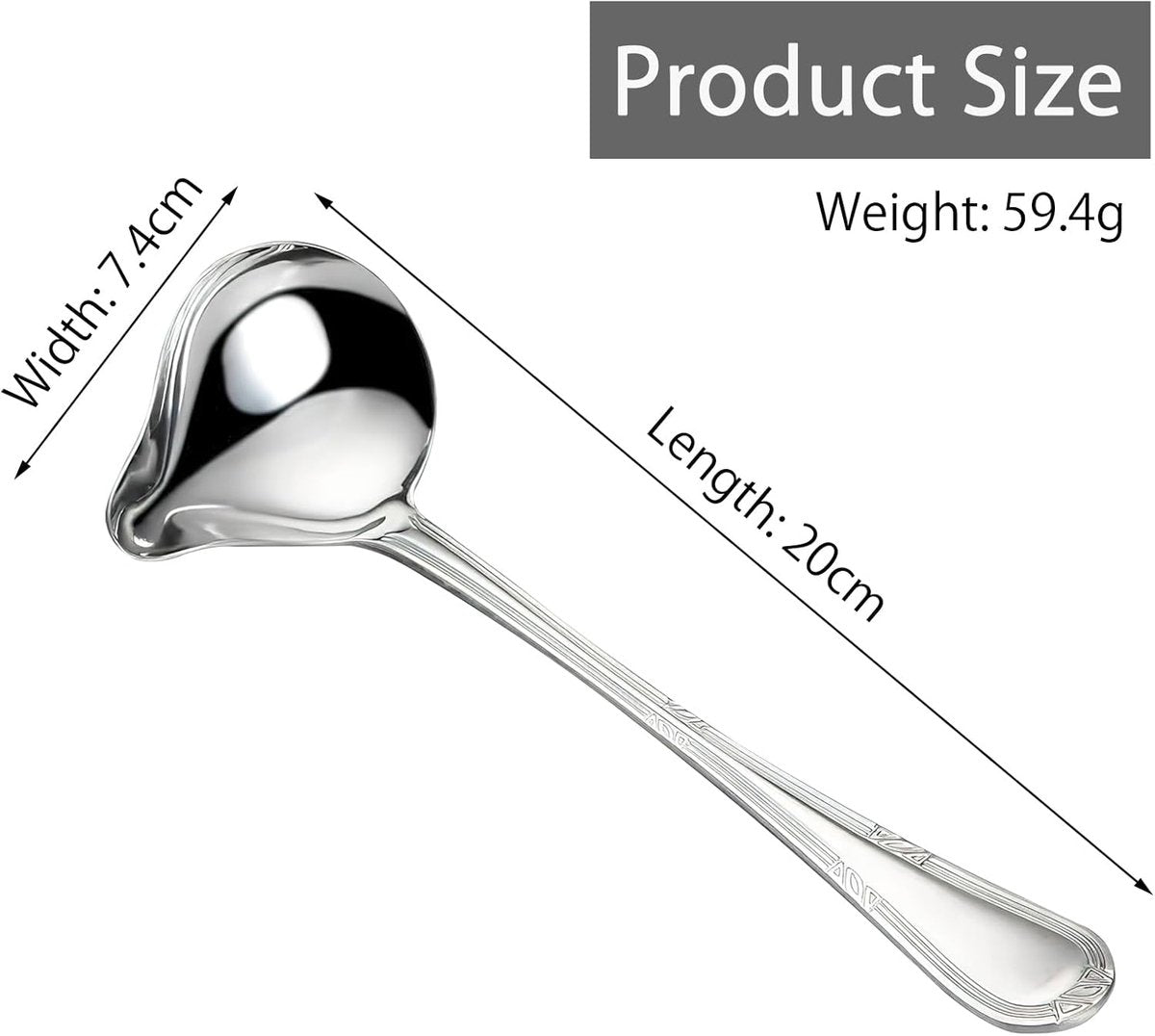 2 pieces - Gravy ladle - Spoon - Spoon with spout - Kitchen sauce ladle - Sauce ladle - Stirring spoon - Soup ladle - Ladle set - Cooking spoon - Serving spoon - Soup ladle - Oil and fat separator - Stainless steel kitchen spoons - for soup, sauce and spi - Image 5