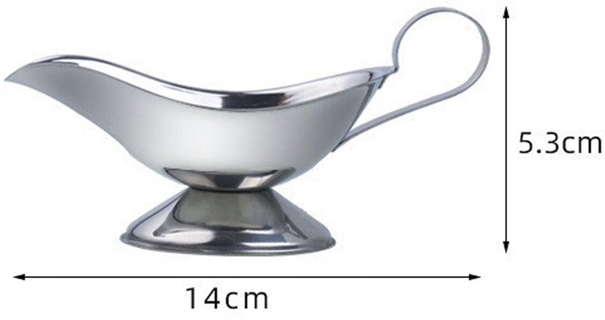 2 pieces - Gravy boat - Sauce boat - Sauciere - Dipping bowls - stainless steel sauce boat - with pouring spout and handle - serving dish - kitchen utensil - for salad dressings, coffee, milk, broth and black pepper - 14*6*5.3 cm - silver - Image 5