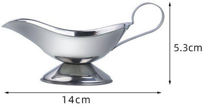 2 pieces - Gravy boat - Sauce boat - Sauciere - Dipping bowls - stainless steel sauce boat - with pouring spout and handle - serving dish - kitchen utensil - for salad dressings, coffee, milk, broth and black pepper - 14*6*5.3 cm - silver - Image 5