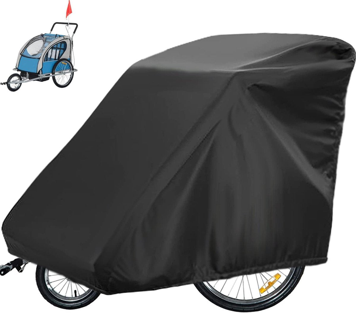 Bicycle Trailer Cover - Waterproof Bicycle Trailer Storage Cover - 420D Oxford Fabric - Waterproof cover for storing bicycle trailers - With PU coating - Child's Bicycle Trailer Cover - Anti-UV, windproof, dustproof, waterproof - 33*55*39 inches (84*140*9 - Image 2