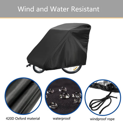 Bicycle Trailer Cover - Waterproof Bicycle Trailer Storage Cover - 420D Oxford Fabric - Waterproof cover for storing bicycle trailers - With PU coating - Child's Bicycle Trailer Cover - Anti-UV, windproof, dustproof, waterproof - 33*55*39 inches (84*140*9 - Image 4
