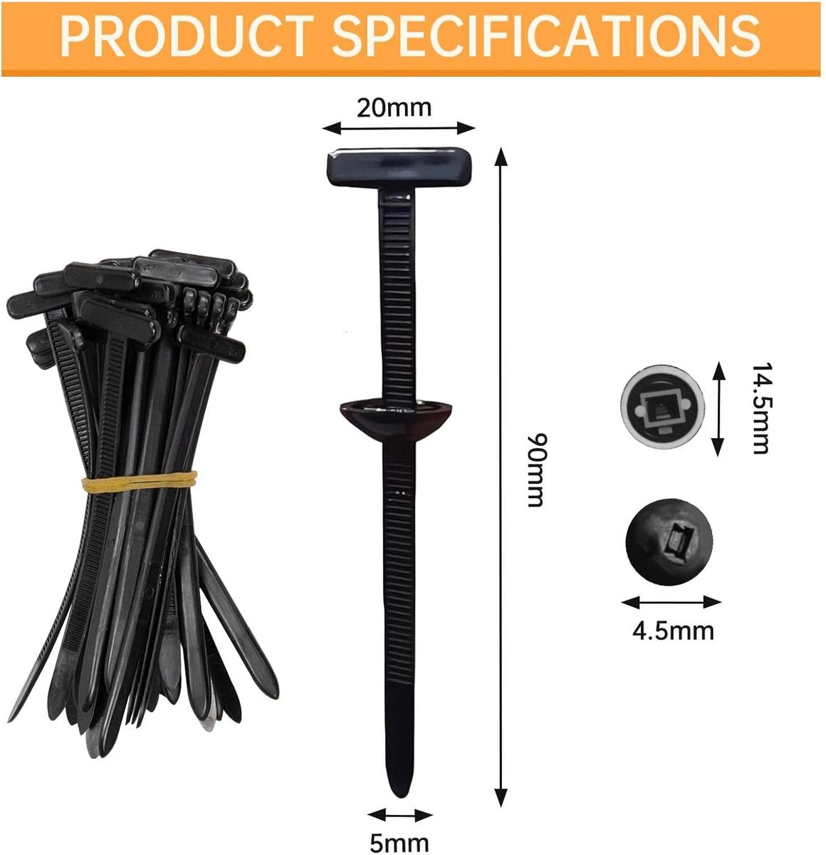 100 pieces - Nylon cable tie buckle - cable ties - nylon cable tie holder - self-locking plastic cable ties - self-locking nylon zip tie holder - for daily car repairs, home and office - 9*2 cm - black - Image 5