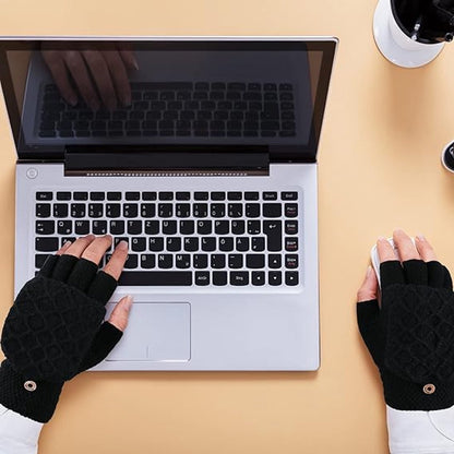 2 Pairs USB Heated Gloves - Heated Gloves - Electric Heating - Double-Sided Heating - Knitted Heated Gloves - Warm Winter Gloves - Gloves with Heating - Gloves - Winter - Unisex - Grey/Black - Image 2