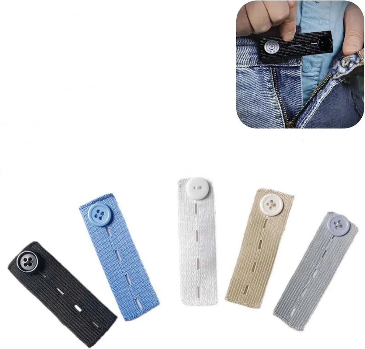 10 pieces - 83*24 mm - Button extender - Jeans button extension - Buttonhole extenders - waist extender for trousers - adjustable - waistband extenders - for men and women, jeans, trousers - button extender set
